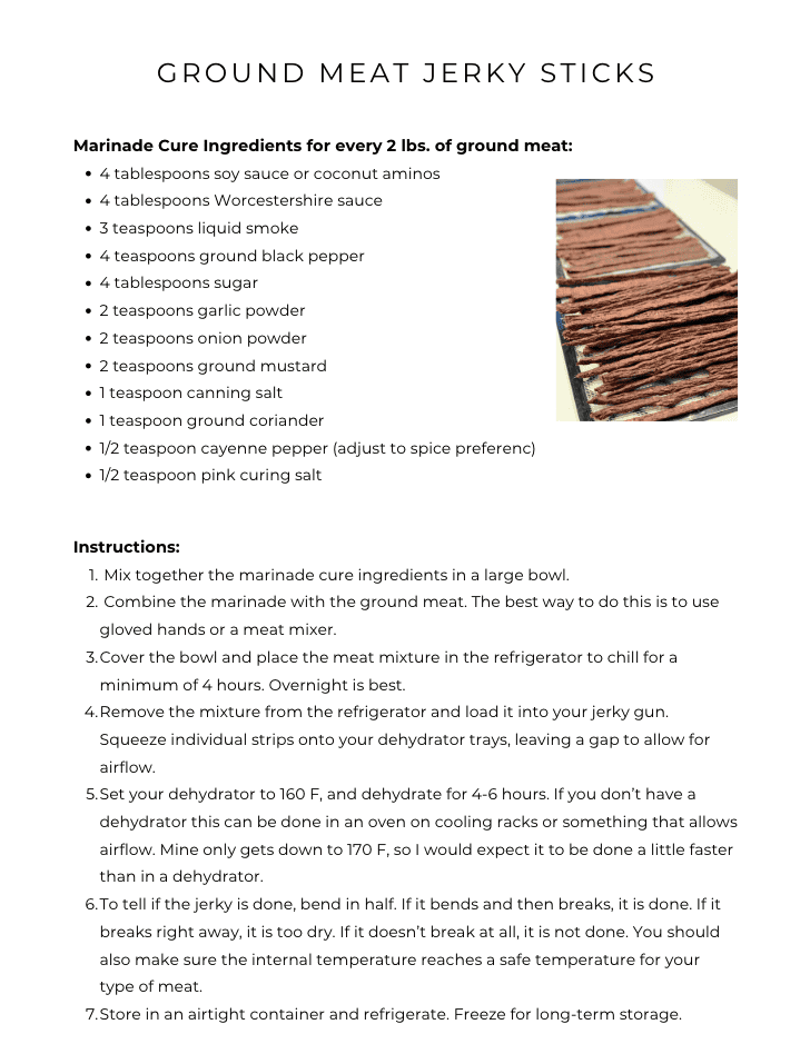 homemade jerky sticks recipe